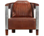 Aviator Armchair Brown Real Leather