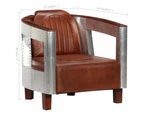 Aviator Armchair Brown Real Leather