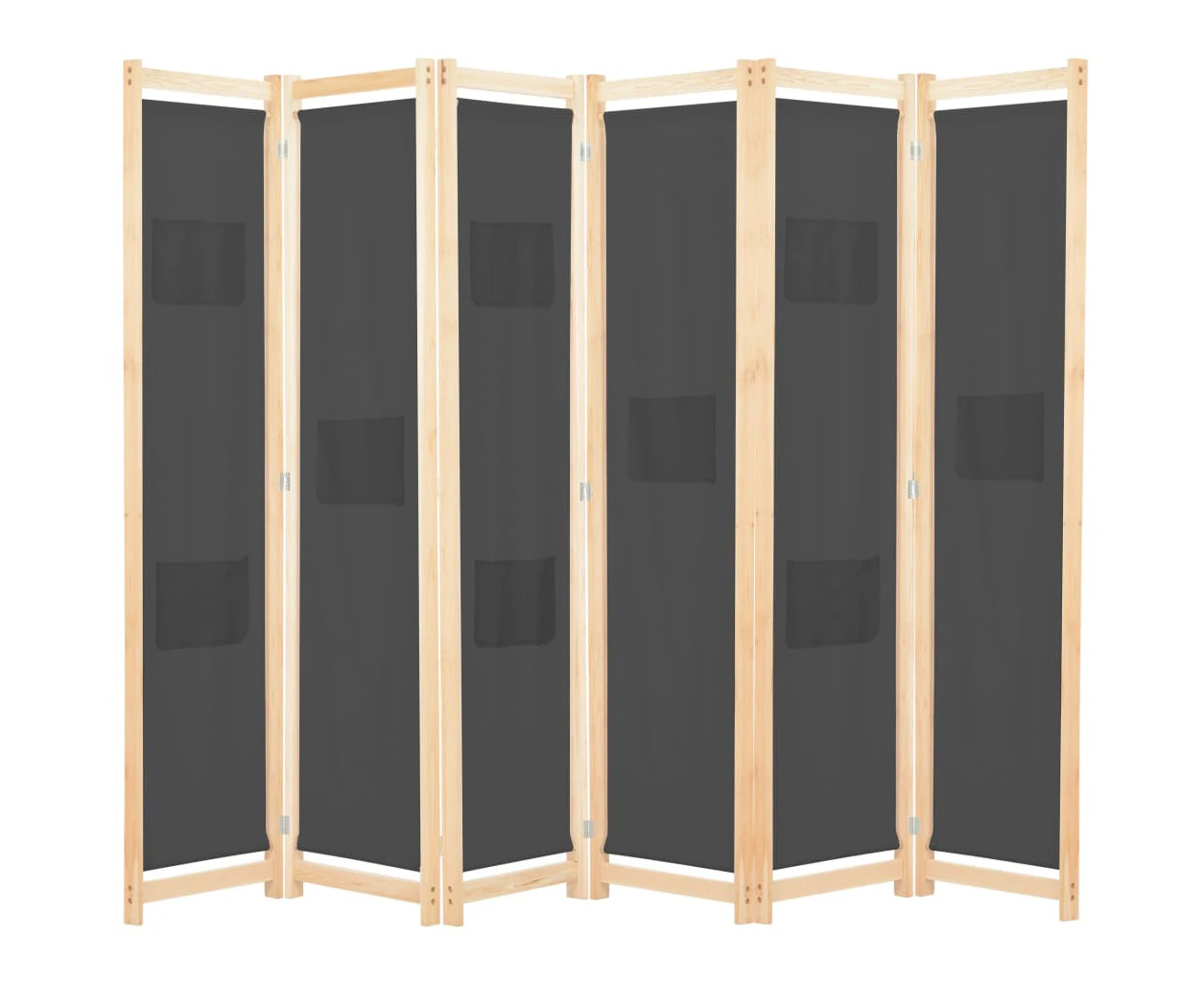 6-Panel Room Divider Grey 240x170x4 cm Fabric