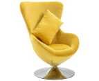 vidaXL Swivel Egg Chair with Cushion Yellow Velvet