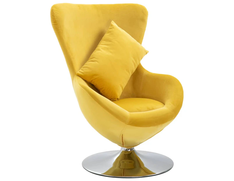 vidaXL Swivel Egg Chair with Cushion Yellow Velvet