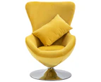 vidaXL Swivel Egg Chair with Cushion Yellow Velvet