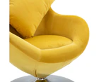 vidaXL Swivel Egg Chair with Cushion Yellow Velvet