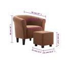 vidaXL 2 Piece Armchair and Stool Set Brown Fabric