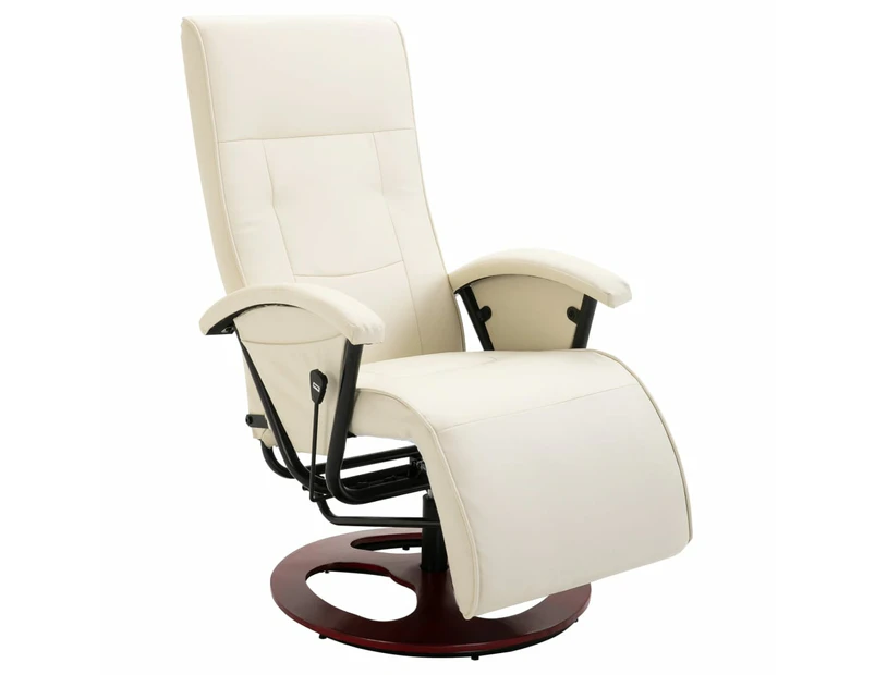 vidaXL Swivel TV Armchair Cream Faux Leather