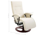 vidaXL Swivel TV Armchair Cream Faux Leather