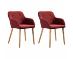 vidaXL Dining Chairs 2 pcs Wine Red Fabric and Solid Oak Wood
