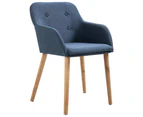 vidaXL Dining Chairs 2 pcs Blue Fabric and Solid Oak Wood