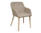 Dining Chairs 4 pcs with Oak Frame Beige Fabric and Solid Oak Wood