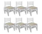 vidaXL Dining Chairs 6 pcs White Solid Wood and Velvet