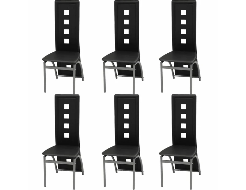 vidaXL Dining Chairs 6 pcs Black Faux Leather