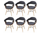 vidaXL Dining Chairs 6 pcs Dark Grey Bent Wood and Fabric