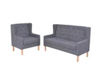 vidaXL Sofa Set 2 Pieces Fabric Grey