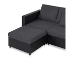 vidaXL 4-Seater Pull-out Sofa Bed Faux Leather Black