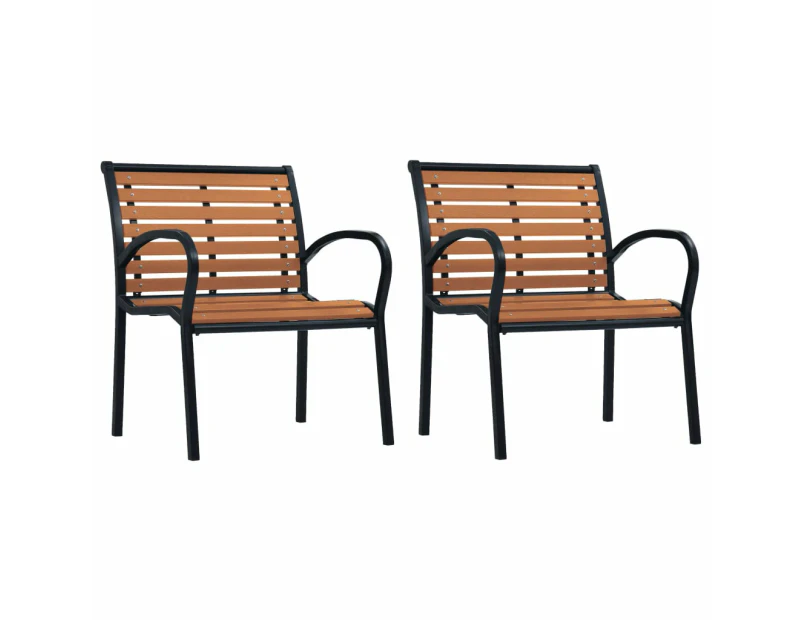 vidaXL Garden Chairs 2 pcs Steel and WPC Black and Brown