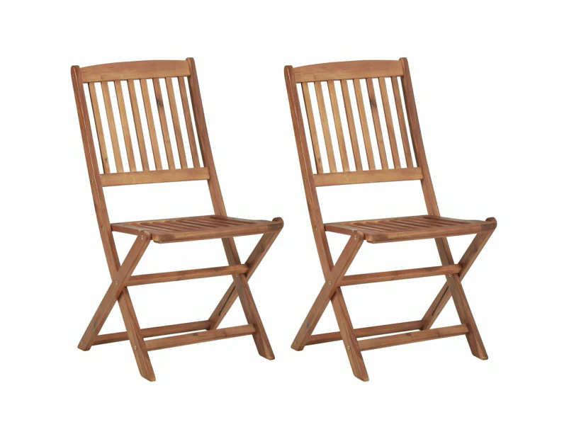 vidaXL Folding Outdoor Chairs 2 pcs Solid Acacia Wood