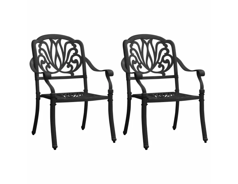 vidaXL Garden Chairs 2 pcs Cast Aluminium Black