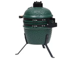 vidaXL 2-in-1 Kamado Barbecue Grill Smoker Ceramic 56 cm Green