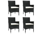 Garden Chairs with Cushions 4 pcs Poly Rattan Black