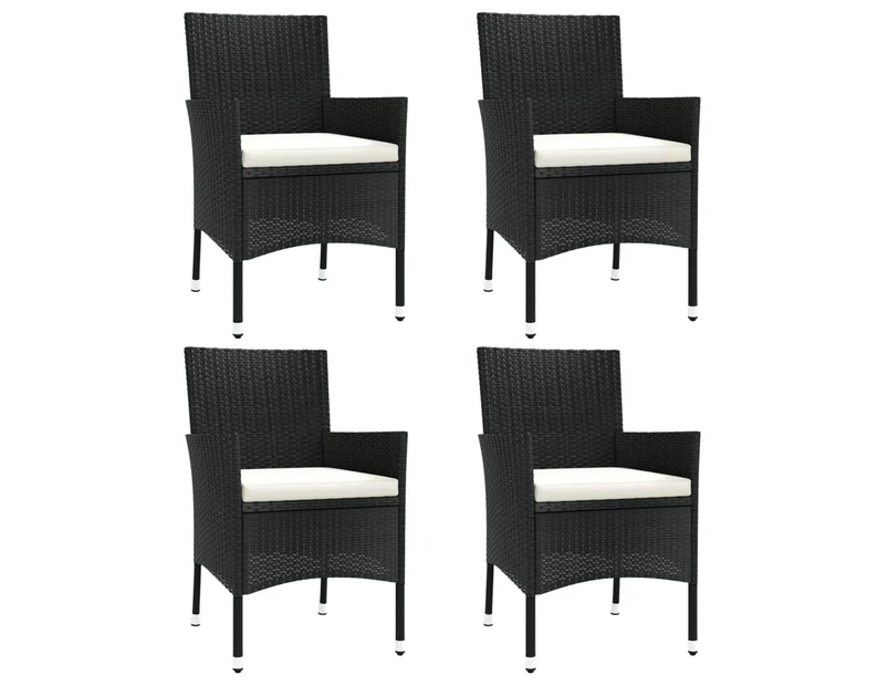 Garden Chairs with Cushions 4 pcs Poly Rattan Black