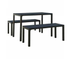 3 Piece Garden Dining Set Steel and WPC Black