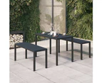 3 Piece Garden Dining Set Steel and WPC Black