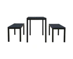 3 Piece Garden Dining Set Steel and WPC Black