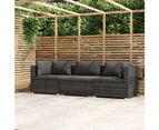 3-Seater Sofa with Cushions Grey Poly Rattan