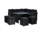 vidaXL 6 Piece Garden Lounge Set with Cushions Poly Rattan Black