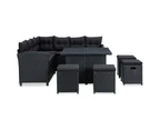 6 Piece Garden Lounge Set with Cushions Poly Rattan Black