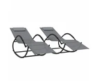 vidaXL Rocking Sun Loungers 2 pcs Grey Steel and Textilene