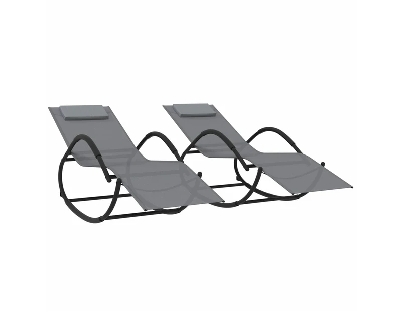 vidaXL Rocking Sun Loungers 2 pcs Grey Steel and Textilene