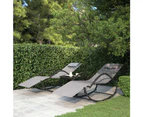 vidaXL Rocking Sun Loungers 2 pcs Grey Steel and Textilene