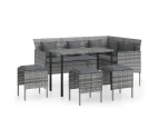 vidaXL 5 Piece L-shaped Couch Sofa Set with Cushions Poly Rattan Grey