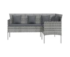 vidaXL 5 Piece L-shaped Couch Sofa Set with Cushions Poly Rattan Grey