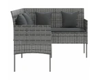 vidaXL 5 Piece L-shaped Couch Sofa Set with Cushions Poly Rattan Grey