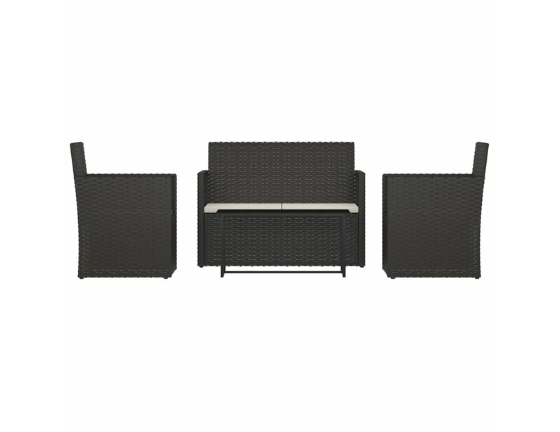 vidaXL 4 Piece Outdoor Lounge Set with Cushions Poly Rattan Black