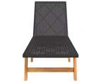 vidaXL Sun Lounger Black and Brown Poly Rattan&Solid Wood Acacia