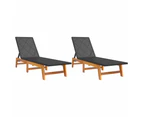 vidaXL Sun Loungers 2 pcs Black and Brown Poly Rattan&Solid Wood Acacia