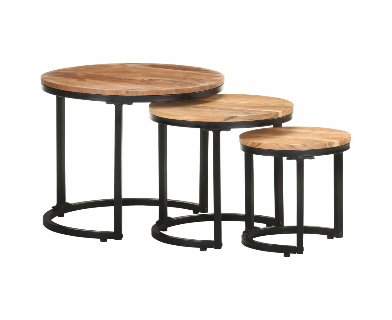 Side Tables 3 Pcs - solid acacia wood