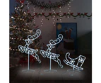 Acrylic Christmas Flying Reindeer&Sleigh 260x21x87cm Cold White