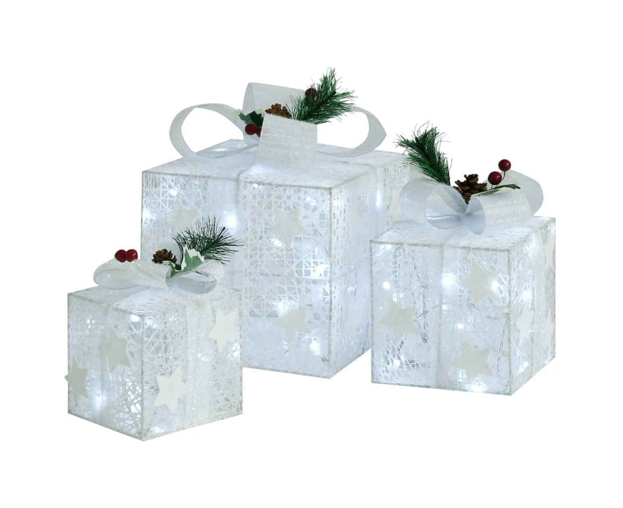 vidaXL Decorative Christmas Gift Boxes 3 pcs White Outdoor Indoor