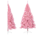 Artificial Half Christmas Tree with Stand Pink 180 cm PVC