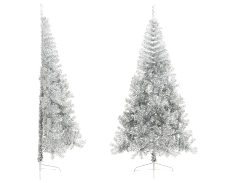 Artificial Half Christmas Tree with Stand Silver 240 cm PET