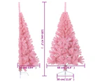 vidaXL Artificial Half Christmas Tree with Stand Pink 120 cm PVC