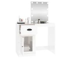 vidaXL Dressing Table with LED High Gloss White 90x50x132.5 cm Engineered Wood