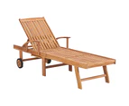 vidaXL Sun Loungers 2 pcs with Cream Cushion Solid Teak Wood