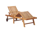 vidaXL Sun Loungers 2 pcs with Table and Cushion Solid Teak Wood