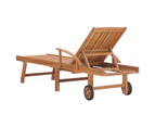 vidaXL Sun Loungers 2 pcs with Cream Cushion Solid Teak Wood