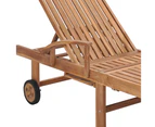 vidaXL Sun Loungers 2 pcs with Cream Cushion Solid Teak Wood